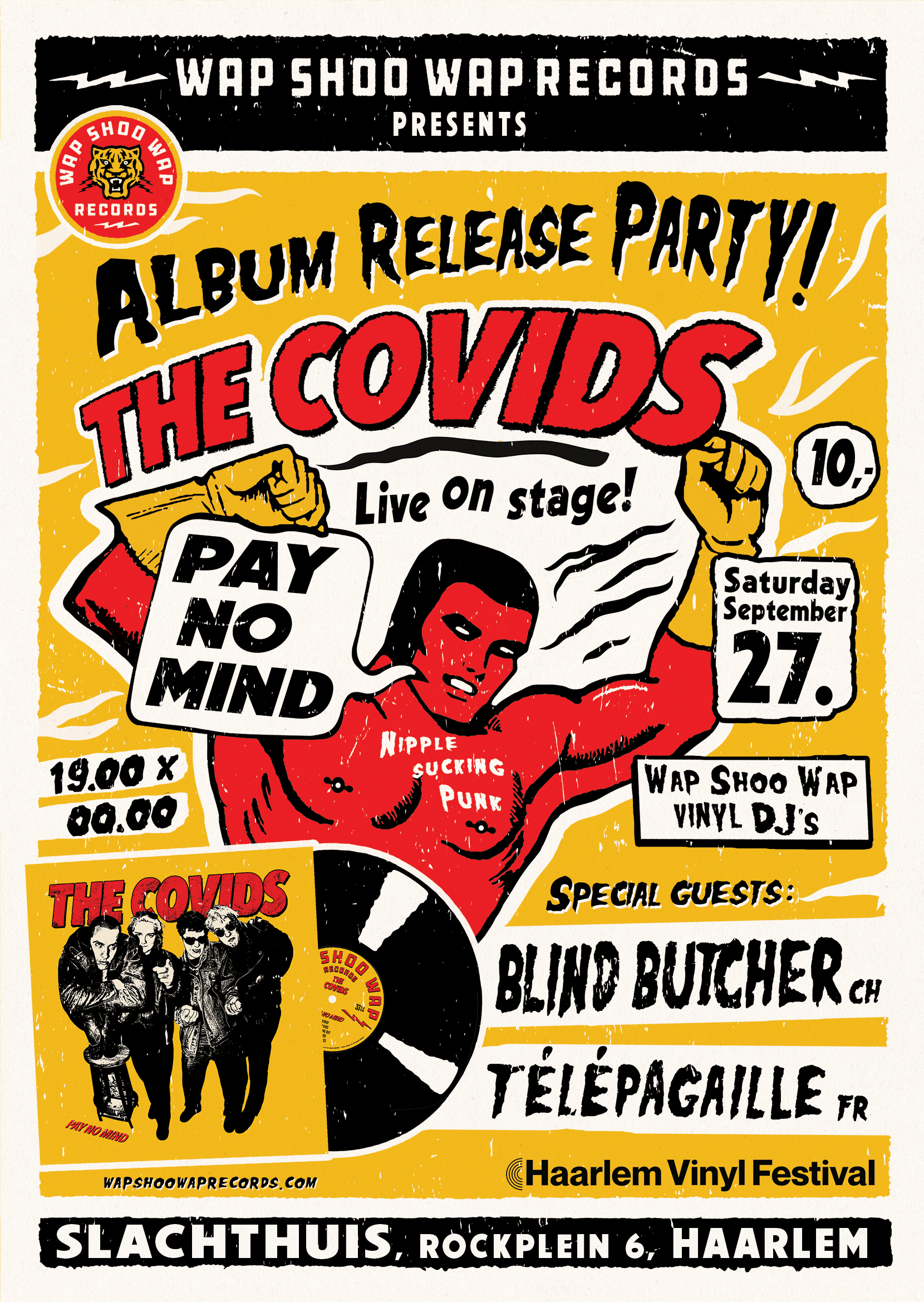 Evenementafbeelding: WAP SHOO WAP RECORDS + HAARLEM VINYL FESTIVAL PRESENT: THE COVIDS “PAY NO MIND” ALBUM RELEASE PARTY!
