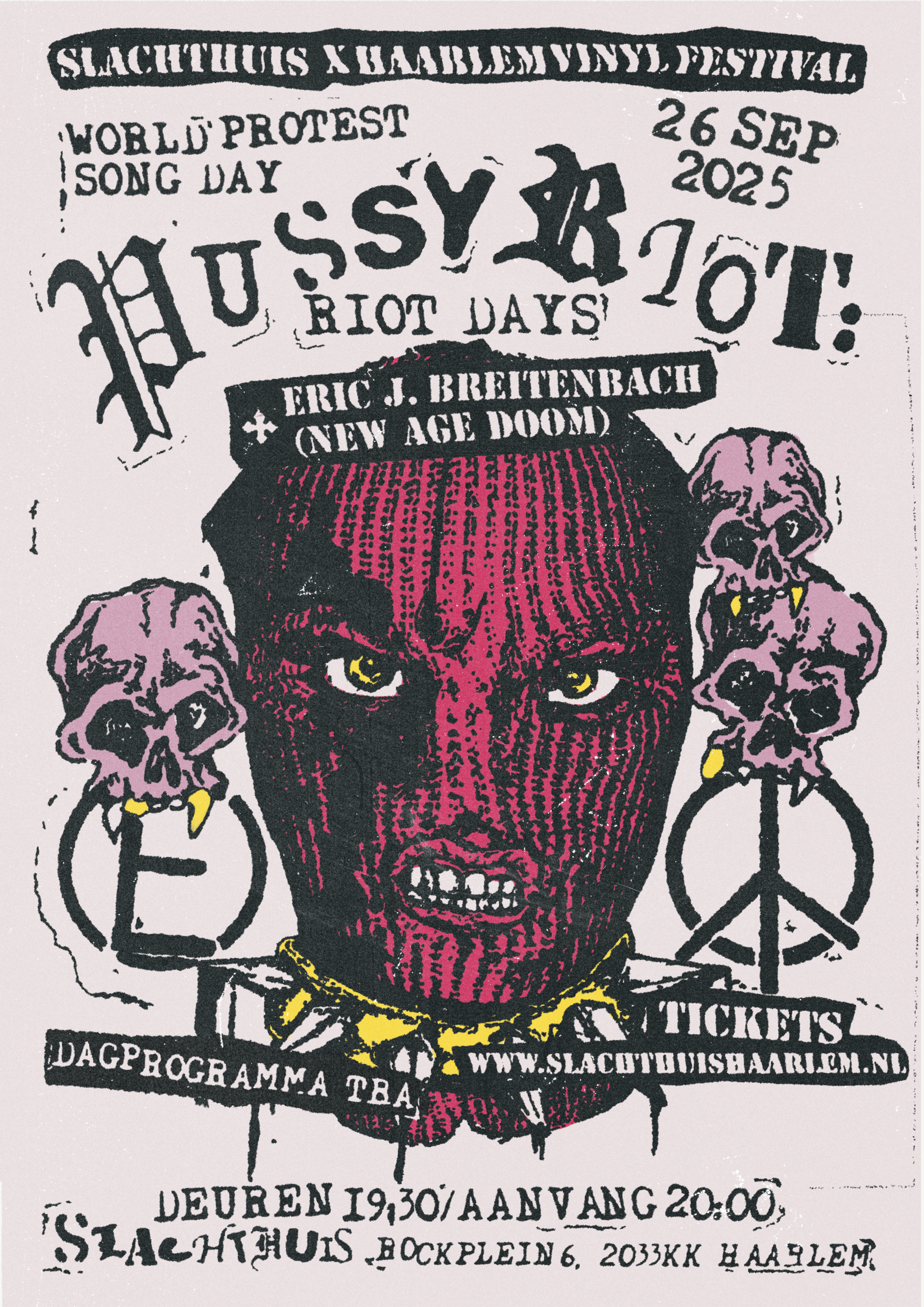 Evenementafbeelding voor SLACHTHUIS + HAARLEM VINYL FESTIVAL PRESENT: WORLD PROTEST SONG DAY met Pussy Riot: Riot Days
