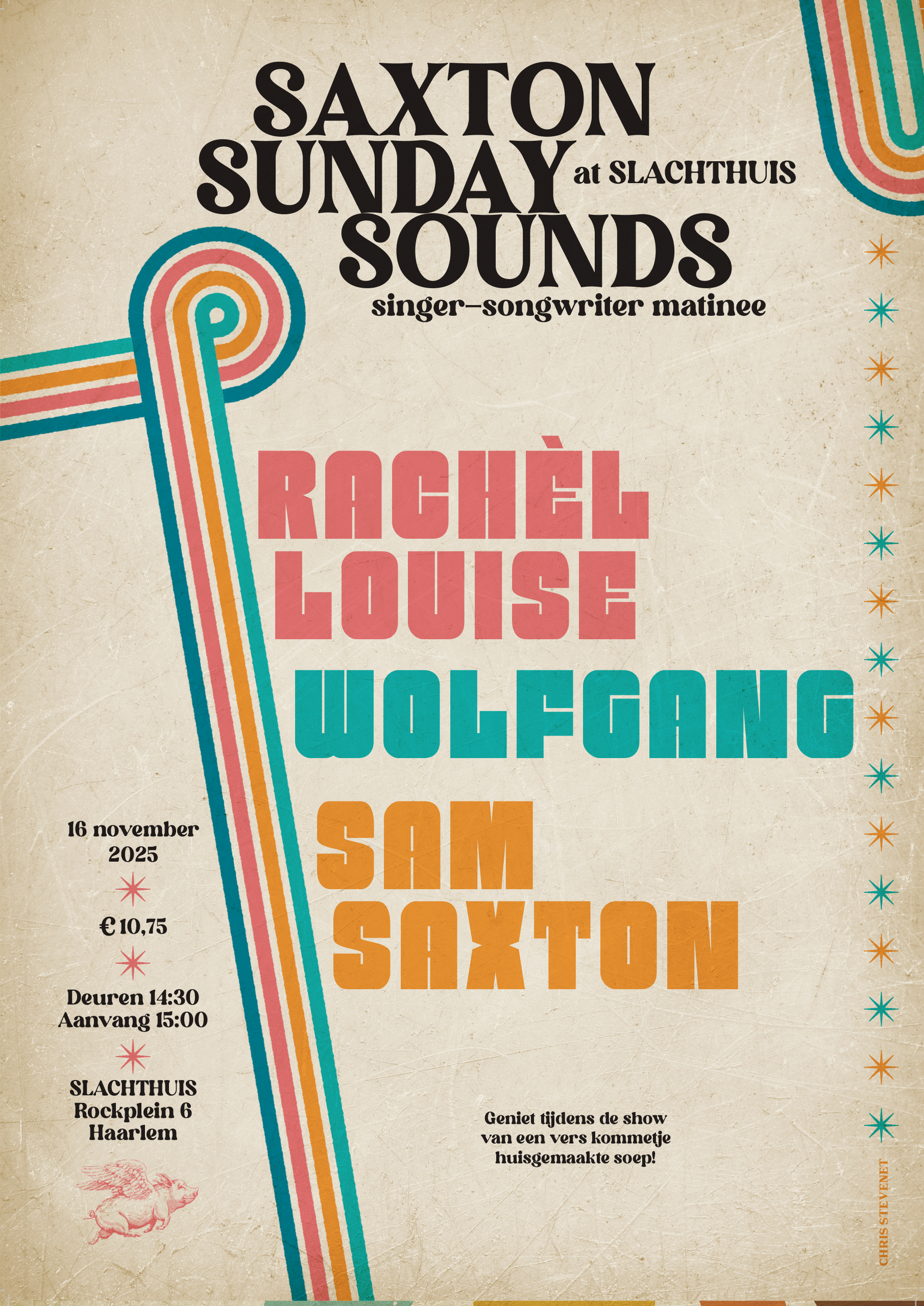Evenementafbeelding voor Saxton Sunday Sounds: Rachèl Louise + Wolfgang + Sam Saxton